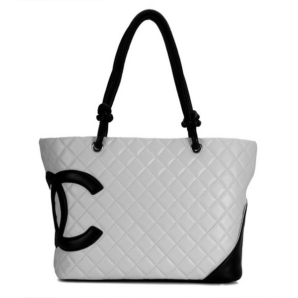 7A Discount Chanel Cambon Large Shoulder Bags 25169 White-Black